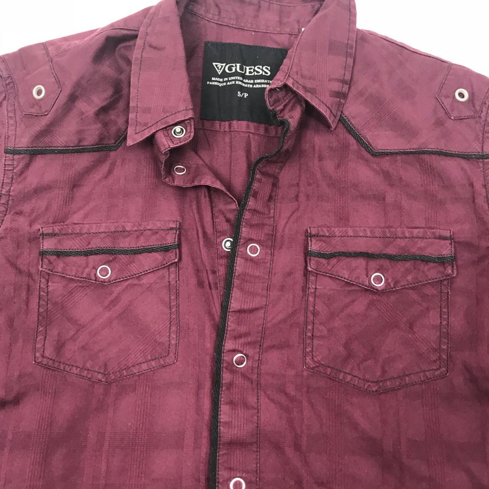 Guess Collared Button Down Shirt With Pockets - image 3